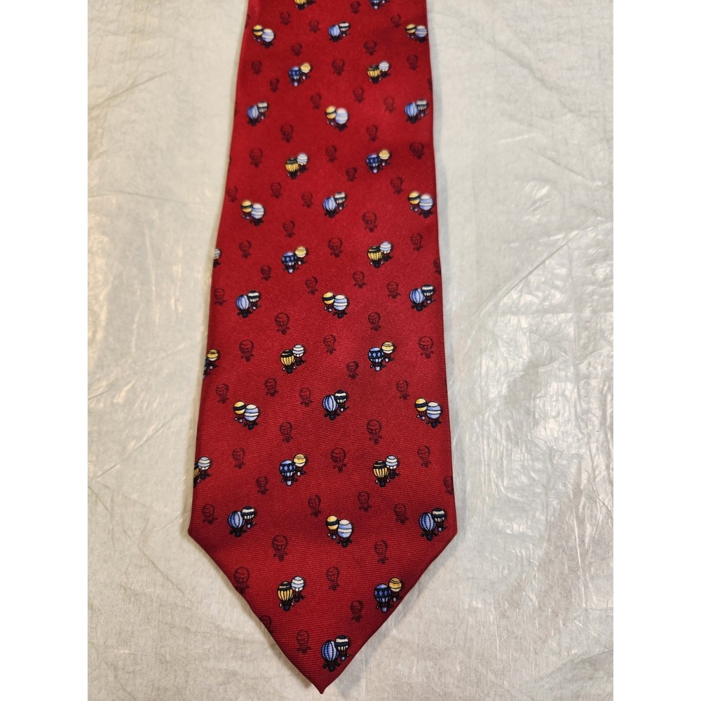 BEAUFORT Tie Rack Mens Silk Necktie Hot Air Balloon Red Made in Italy